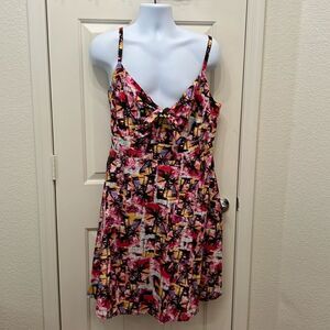 Loralette Dress Women’s Sz 20 V Neck Sleeveless Elastic Back Midi Venice Beach